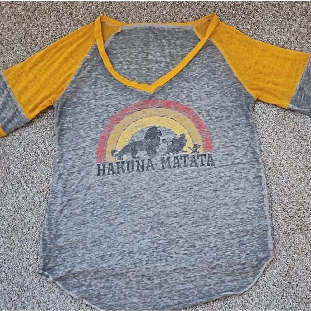 Women's Gray and Yellow Hakuna Matata Jersey Top
